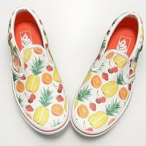 Vans‎ Suede Canvas Fruit Print Sneakers Kids Sz 3 Multicolor Skate Slip On Shoes
